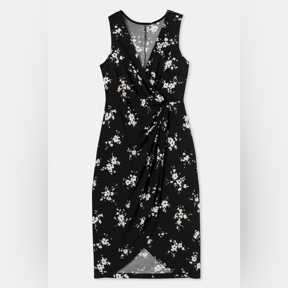 Nine Britton Black and White Floral Midi Dress
